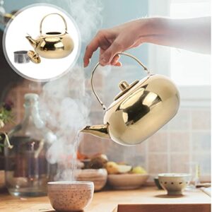 KICHOUSE Stainless Steel Pot Camping Cookware Infusers Retro Coffee Machine Espresso Coffee Kettle with Strainer Tea Kettle Gold Whistling Kettle Stove Top Kettle Milk Pan Teakettle Silver