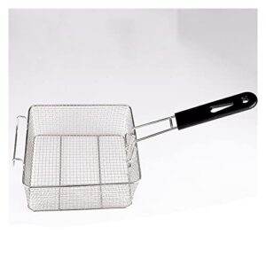 JUNXIAN Deep Frying Basket Stainless Steel Hanging Steel Fryer Food Fryer Basket Strainer Plastic Handle Square Removable Kitchen Cooking Tools Frying Net