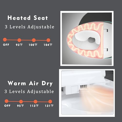 Star20XX Unique Smart Toilet With Bidet Built In, Intelligent One Piece Toilet For Modern Bathroom, Auto Open/Close Seat, Foot Sensor, Led Display, Night Light, Warm Water & Dryer, White (1 Seat)