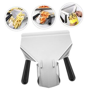 PHENOFICE Double Handle Chip Spatula Chicken Fillet Shovel Fry Bagger Scooper Commercial Fry Scooper Frito Commercial Fry Bagger Popcorn Scooper Cereals Kitchen Scoop Stainless Steel Silver