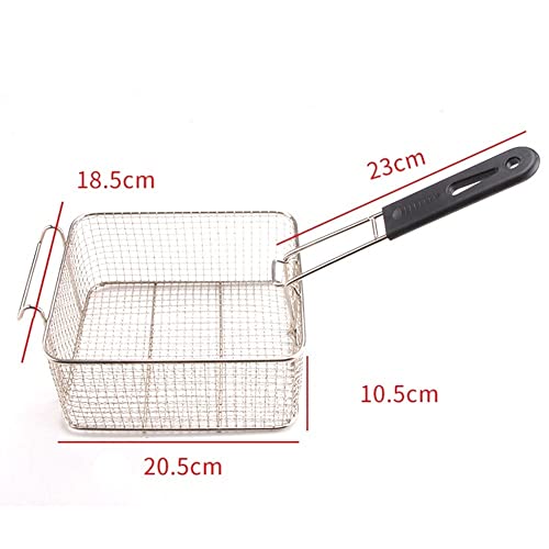 JUNXIAN Deep Frying Basket Stainless Steel Frying Basket With Handle Food Basket Square Hanging Removable Filter Fryer Frying Net