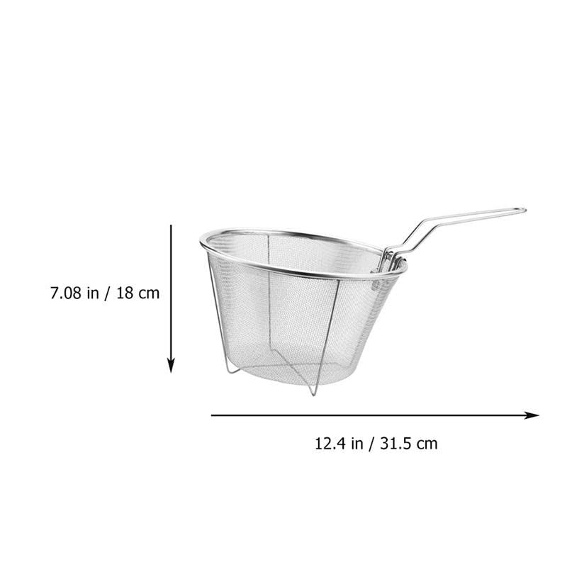 JUNXIAN Deep Frying Basket 2 Pack Stainless Steel Fry Basket Kitchen Chicken Basket Chip Fryer Kitchen Cooking Accessories Frying Net(31.5X18X11cm-2pcs)