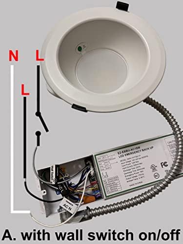 E2 Lighting Commercial Downlight, 6 Inch LED Panel, 3 CCT Tunable, Wattage Tunable 8W/12W/16W, 3000K/4000K/5000K, 15W Emergency Battery Backup, 90 Mins, 4 Pack, AC 100-277V, Recessed Light