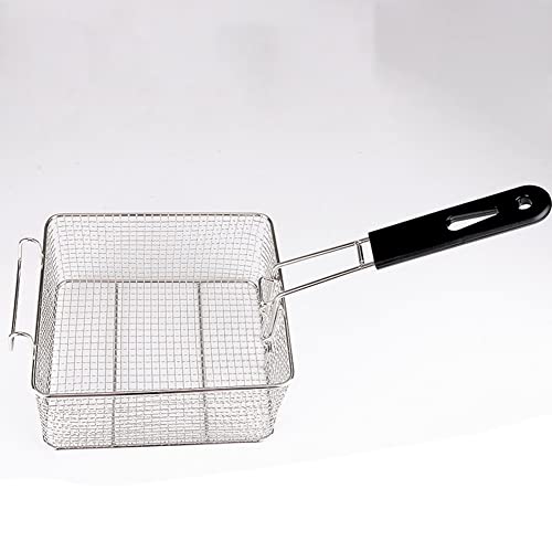 JUNXIAN Deep Frying Basket Stainless Steel Frying Basket With Handle Food Basket Square Hanging Removable Filter Fryer Frying Net