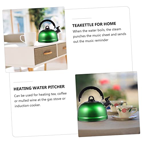 VOSAREA 1pc Chirping Kettle Portable Espresso Machine Whistle Kettle Boiled Teapot Kettle Tea Kettle Espresso Caravan Kettle Camp Water Bottles Large Capacity Kettle Plastic Green