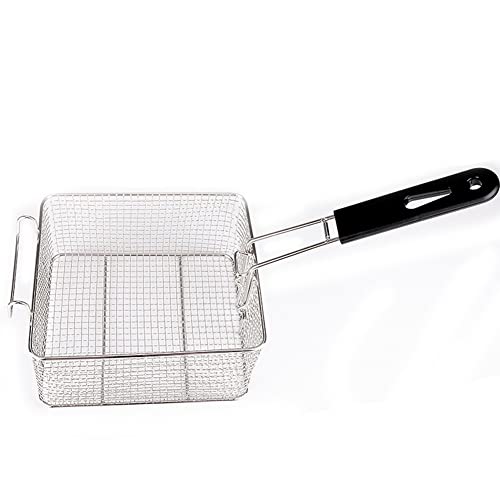 JUNXIAN Deep Frying Basket Stainless Steel Frying Basket With Handle Food Basket Square Hanging Removable Filter Fryer Frying Net