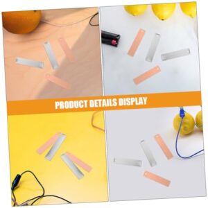 NUOBESTY 2 Sets Battery Electrode Sheet Batteries Zinc Electrode Strip Electrode Strips DIY Fruit Battery Materials Zinc Strip Battery Experiment Materials Zinc Anode Zinc Plate Copper