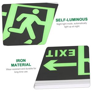 HOMSFOU 1pc Emergency Luminous Post Electricity Saver Indicator Wall Safety Exit Sign Evacuation Indicator Glowing Exit Sticker Self Adhesive Exit Sticker Emergency Exit Indicator