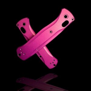 Hot Pink, Smooth, Billet Aluminum, Full Size Bugout, Gift for dad, Everyday Carry Knife Scales