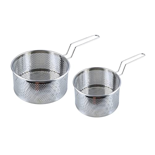 JUNXIAN Deep Frying Basket Stainless Steel Frying Basket Kitchen Frying Basket Noodle Dumpling Strainer Frying Pan Frying Basket Frying Net(Large)