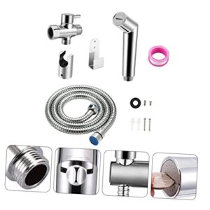 COOLHIYA 1 Set Toilet Sprayer Shower Head Kit Hand Held Bidet Cleaning Kits Hand Shower Handheld Sprayer Kit Handheld Bidet Stainless Hose Cloth Diaper Sprayer Kit Bidet Hand Silver Copper