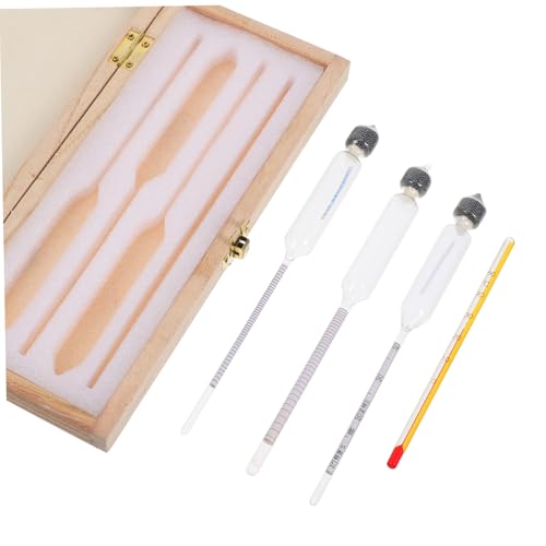 LABRIMP 3pcs Alcohol Meter Hydrometer Alcohol Percentage Tester Thermometer Alcohol Measuring Tools Alcohol Tester Wine Testing Meter Alcohol Proof Testers Alcoholmeter Wine Meter Glass