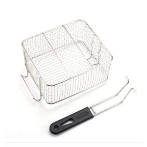 JUNXIAN Deep Frying Basket Stainless Steel Hanging Steel Fryer Food Fryer Basket Strainer Plastic Handle Square Removable Kitchen Cooking Tools Frying Net