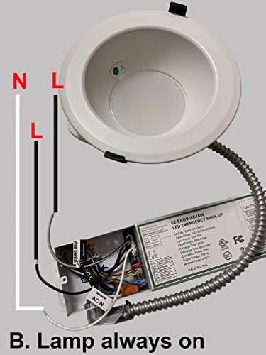 E2 Lighting Commercial Downlight, 6 Inch LED Panel, 3 CCT Tunable, Wattage Tunable 8W/12W/16W, 3000K/4000K/5000K, 15W Emergency Battery Backup, 90 Mins, 4 Pack, AC 100-277V, Recessed Light