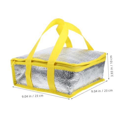 SOLUSTRE 10pcs Pizza Cooler Bag Insulated Bag Reusable Insulated Shipping Bags Cooler Thermal Bag Insulated Cake Carrier Bike Bag Food Tote Plastic Yellow