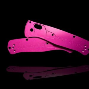 Hot Pink, Smooth, Billet Aluminum, Full Size Bugout, Gift for dad, Everyday Carry Knife Scales