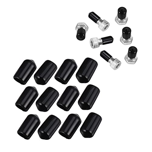 ULTECHNOVO 200pcs Protective Cap Screw Caps End Caps for Tubing Thread Protector Caps Bolt End Caps Pipe Thread Protector Screws Protector Cover Plug Protector Safety Cover Black PVC