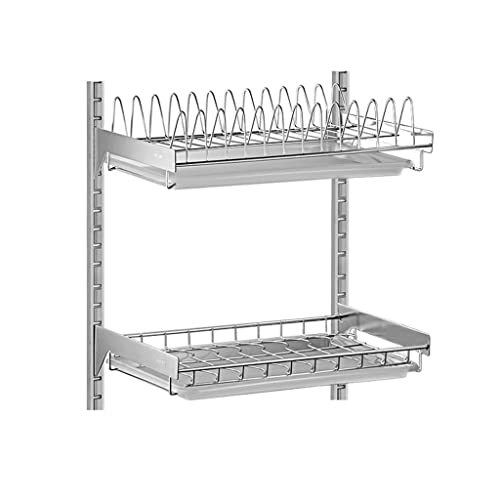 JUNXIAN Dish Rack Dish Rack, Dish Drainer, Kitchen Dish Rack Storage Shelf, 2 Tier Dish Rack Holder, Dish Drying Rack Dish Containers(A)