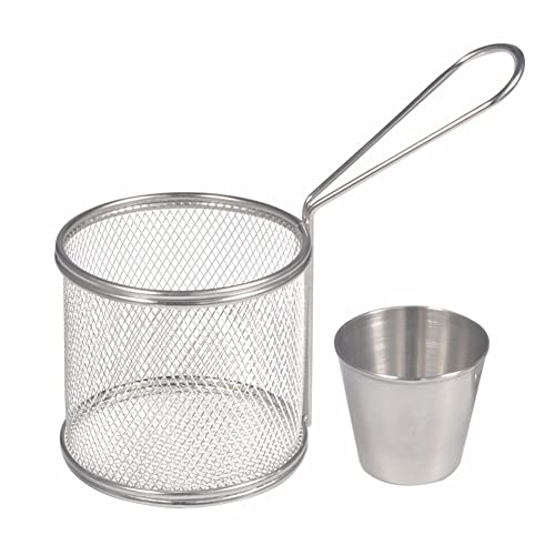 Deep Frying Basket Round Chip Baskets Oil Filters Frying Nets Chip Chef Kitchen Baskets Colanders Kitchen Accessories Frying Net(2pcs)