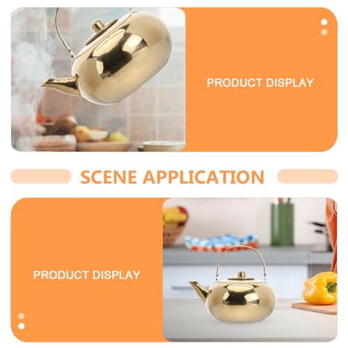 KICHOUSE Stainless Steel Pot Camping Cookware Infusers Retro Coffee Machine Espresso Coffee Kettle with Strainer Tea Kettle Gold Whistling Kettle Stove Top Kettle Milk Pan Teakettle Silver