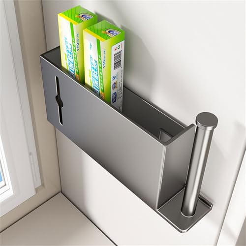 Rooyar Kitchen Cabinet Door Storage Solution Wall Mounted Organiser for Foil and Wax Paper Fridge Organization Accessories