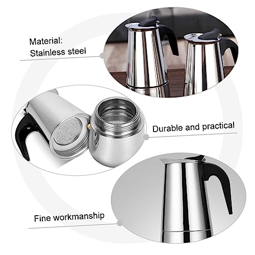 FUNOMOCYA Coffee Pot Stainless Tea Kettle Mocha Coffee Portable Water Kettle Cafetera Manual Espresso Maker Portable Coffee Cup Coffee Boiling Pot Coffee Silver Stainless Steel