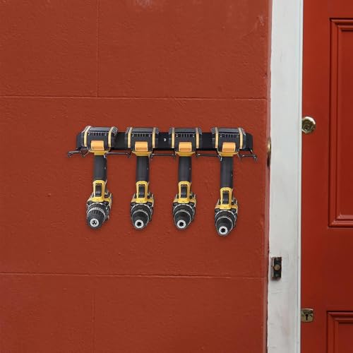 Parliky Tool Holder Garage Tool Organizer Cordless Drill Rack Shovel Holder Drill Organizer Garage Organization Rake Holder Broom Rack Tools Tool Organizer Wall Mount Black Carbon Steel