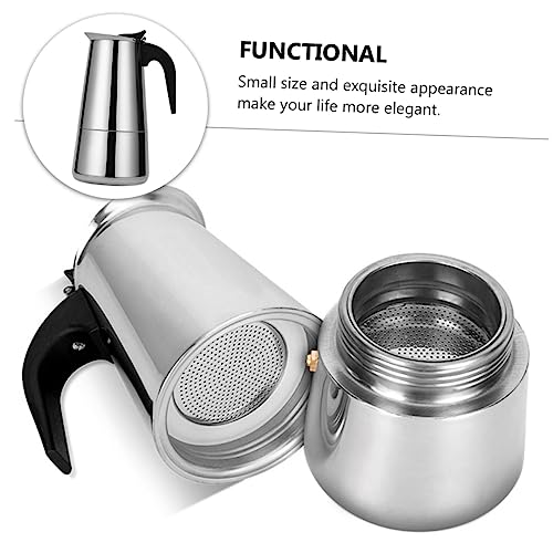 FUNOMOCYA Coffee Pot Stainless Tea Kettle Mocha Coffee Portable Water Kettle Cafetera Manual Espresso Maker Portable Coffee Cup Coffee Boiling Pot Coffee Silver Stainless Steel