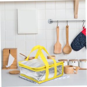 SOLUSTRE 10pcs Pizza Cooler Bag Insulated Bag Reusable Insulated Shipping Bags Cooler Thermal Bag Insulated Cake Carrier Bike Bag Food Tote Plastic Yellow