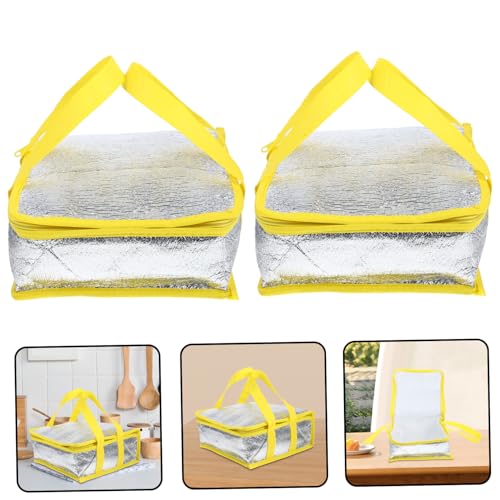 SOLUSTRE 10pcs Pizza Cooler Bag Insulated Bag Reusable Insulated Shipping Bags Cooler Thermal Bag Insulated Cake Carrier Bike Bag Food Tote Plastic Yellow