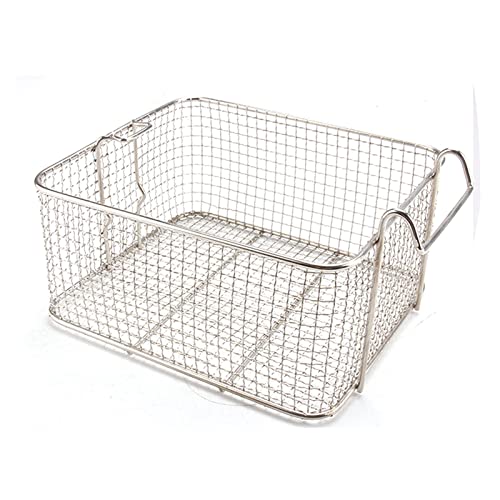 JUNXIAN Deep Frying Basket Stainless Steel Hanging Steel Fryer Food Fryer Basket Strainer Plastic Handle Square Removable Kitchen Cooking Tools Frying Net