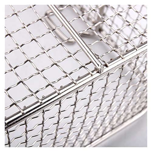 JUNXIAN Deep Frying Basket Stainless Steel Hanging Steel Fryer Food Fryer Basket Strainer Plastic Handle Square Removable Kitchen Cooking Tools Frying Net