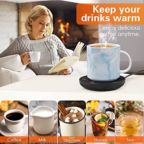 Coffee Mug Warmer, Coffee Warmer with 2 Temp Settings, Candle Warmer w/Auto Shut Off &1-12H Timer, Coffee Warmer for Desk Home Office, Coffee Cup Warmer for Coffee, Beverage, Milk, Tea, Hot Chocolate