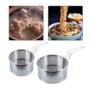 JUNXIAN Deep Frying Basket Stainless Steel Frying Basket Kitchen Frying Basket Noodle Dumpling Strainer Frying Pan Frying Basket Frying Net(Large)