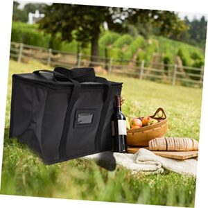 OKUMEYR 2pcs Insulation Bags Foldable Grocery Bags Food Bag Restaurant Insulated Bag Cooler Bag Jumbo Insulated Bag Large Insulated Food Bag Foldable Lunch Bag Woven Black