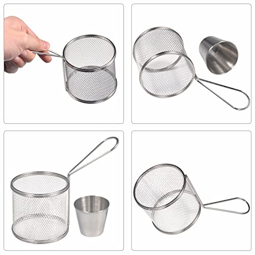 Deep Frying Basket Round Chip Baskets Oil Filters Frying Nets Chip Chef Kitchen Baskets Colanders Kitchen Accessories Frying Net(2pcs)