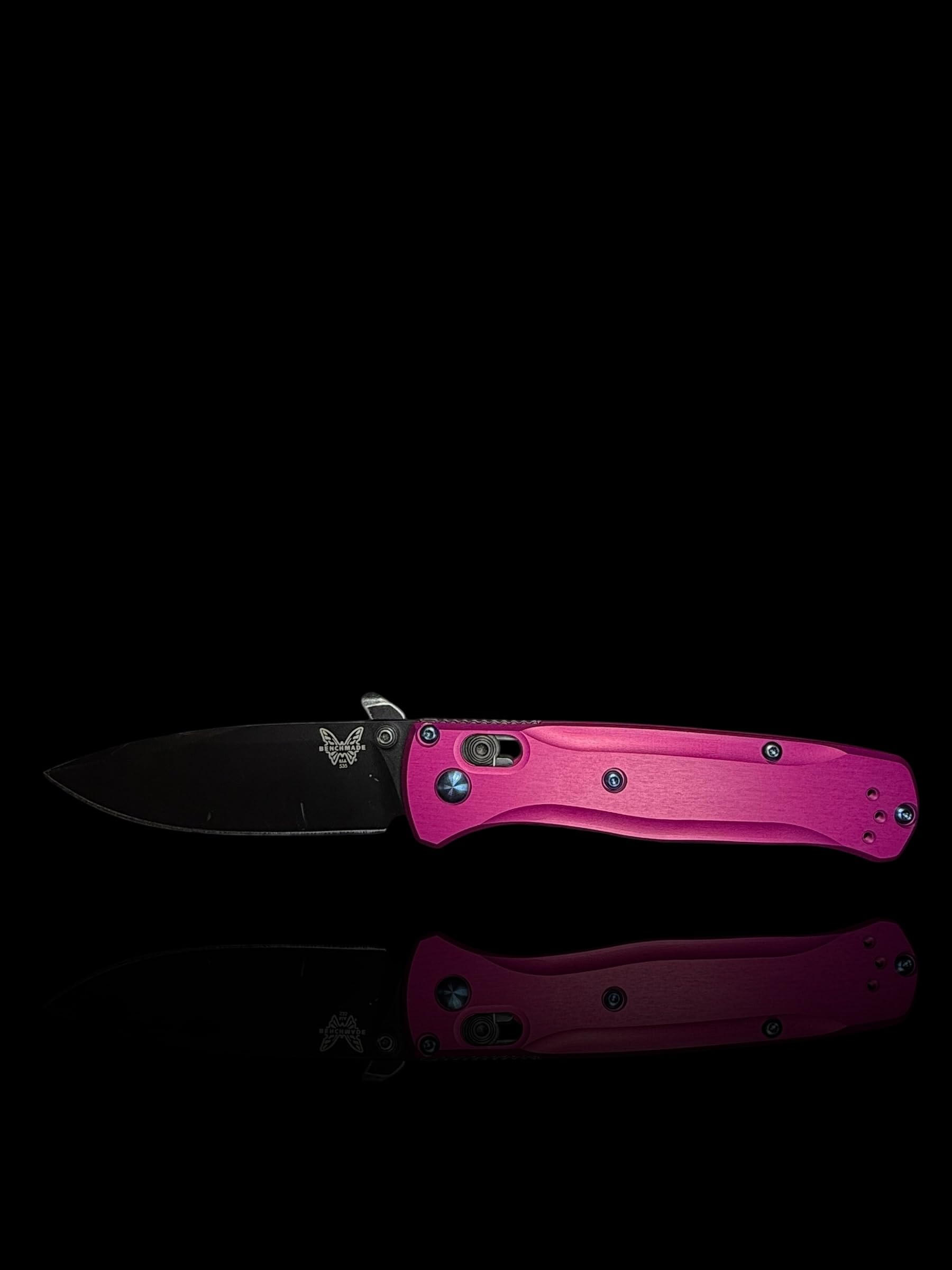 Hot Pink, Smooth, Billet Aluminum, Full Size Bugout, Gift for dad, Everyday Carry Knife Scales