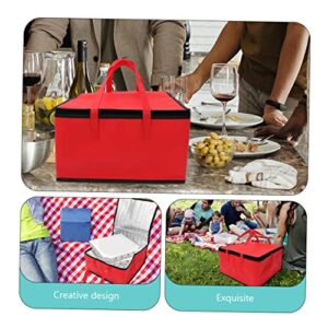 CIYODO Insulation Bags Foldable Lunch Bag Reusable Food Bag Large Insulated Lunch Bag Insulated Shopping Bag Zip Tote Bag Insulated Grocery Bag Window Cooler Bag Non-woven Fabric Red