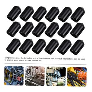 ULTECHNOVO 200pcs Protective Cap Screw Caps End Caps for Tubing Thread Protector Caps Bolt End Caps Pipe Thread Protector Screws Protector Cover Plug Protector Safety Cover Black PVC