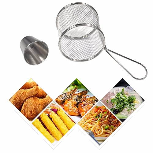 Deep Frying Basket Round Chip Baskets Oil Filters Frying Nets Chip Chef Kitchen Baskets Colanders Kitchen Accessories Frying Net(2pcs)