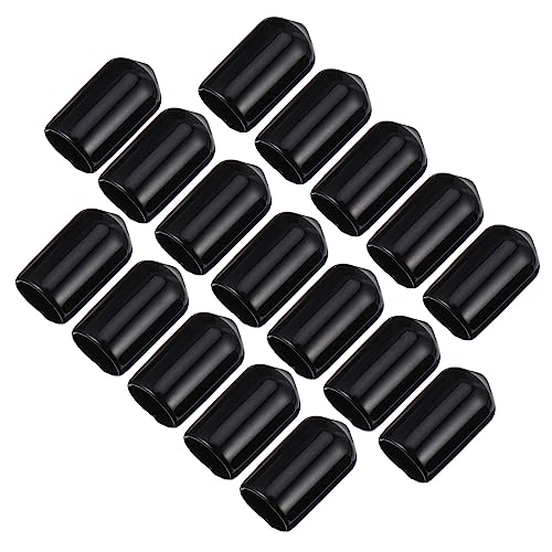 ULTECHNOVO 200pcs Protective Cap Screw Caps End Caps for Tubing Thread Protector Caps Bolt End Caps Pipe Thread Protector Screws Protector Cover Plug Protector Safety Cover Black PVC