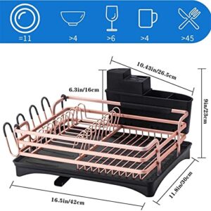 JUNXIAN Dish Rack Cutlery Drying Rack, Compact Cutlery Rack and Drain Plate Set, Cutlery Drain Rack with Adjustable Rotating Spout Dish Containers(C)