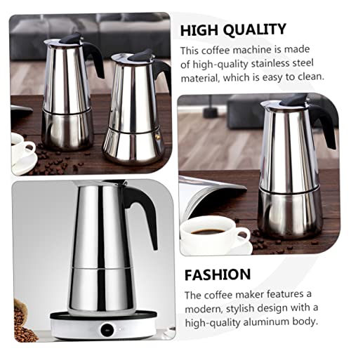 FUNOMOCYA Coffee Pot Stainless Tea Kettle Mocha Coffee Portable Water Kettle Cafetera Manual Espresso Maker Portable Coffee Cup Coffee Boiling Pot Coffee Silver Stainless Steel