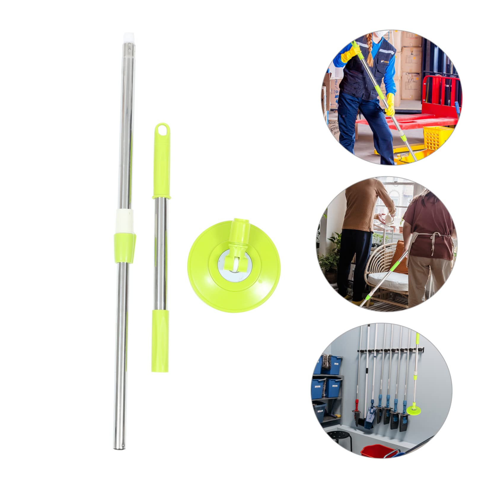 BUTIFULSIC 1 Set Mop Pole Rotating Mop Accessory Rod Handle Mop Rod Mopping Commercial Mop Mopa para Limpiar Pisos Turnicate Kit Replacement Rotating Rotary Mop Rod Mops Green Stainless Steel