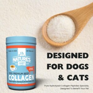 Nature's Diet Premium Beef Collagen Peptides Powder for Dogs & Cats, Joint & Skin Health Support