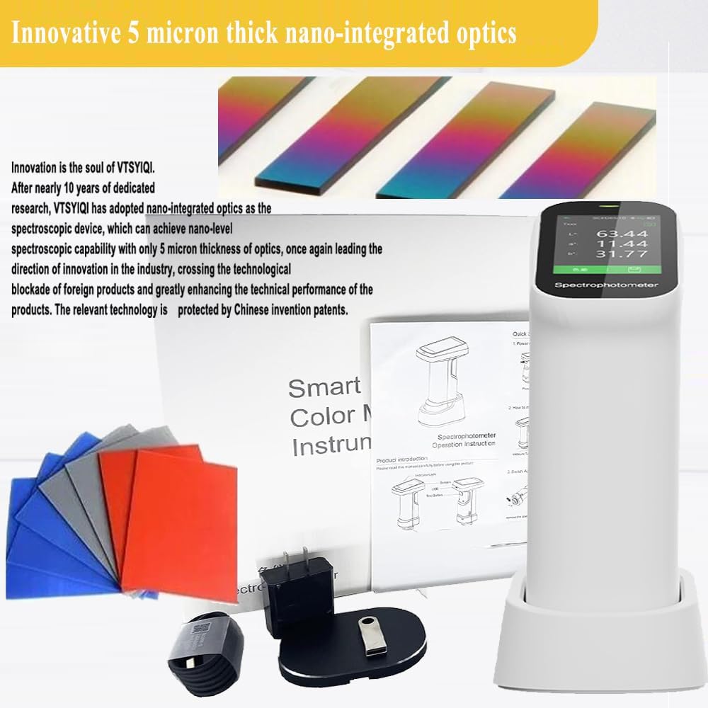 VTSYIQI Color Spectrophotometer Colorimeter Lab Spectrophotometers with Φ8mm Φ11mm Measuring Diameter Repeatability ΔE*ab≤ 0.04 Display Accuracy 0.01 Measurement Structure D/8 SCI