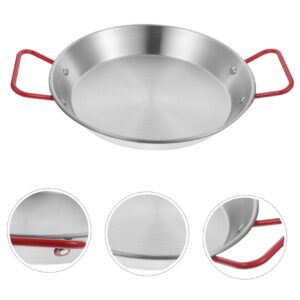 IMIKEYA Kitchen Supplies Stir Frying Pans with Steamer Enameled Steel Paella Pan Wok Frying Pan Cooking Pan Frypan Non Stick Fry Pan Stainless Cookware Non Stick Paella Pan Skillet Silver