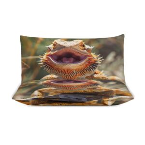 Cool Bearded Dragon Lizards Duvet Cover Set 3 Piece Comforter Cover Bedding Sets 1 Duvet Cover and 2 Pillow Shams 102"x90"