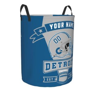 Custom Detroit Laundry Hamper Personalized Name Number Dirty Clothes Hamper Storage Basket Waterproof Large Capacity Hamper for Bathroom Bedroom