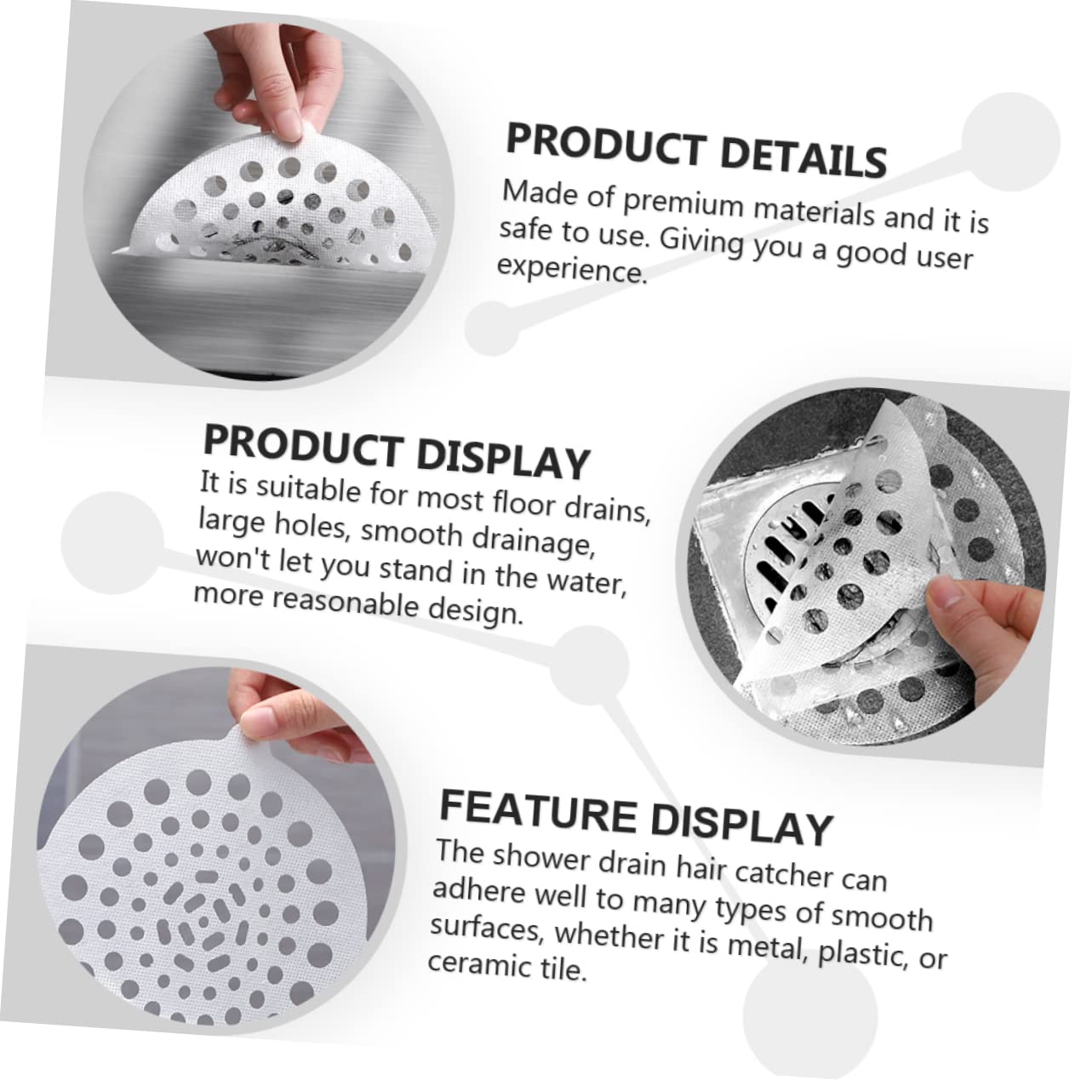 BUTIFULSIC 20pcs Sink Strainer Bathroom Drain Strainer Tub Drain Covers for Bathtubs Hair Filtering Stickers Floor Drain Screen Shower Drain Mesh Stickers Sink Filter Strainer Drain Stickers